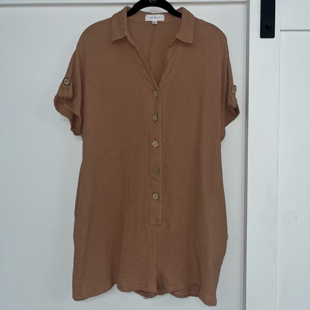 Women's Mable‎ Brown Button-Down Romper Size M/L